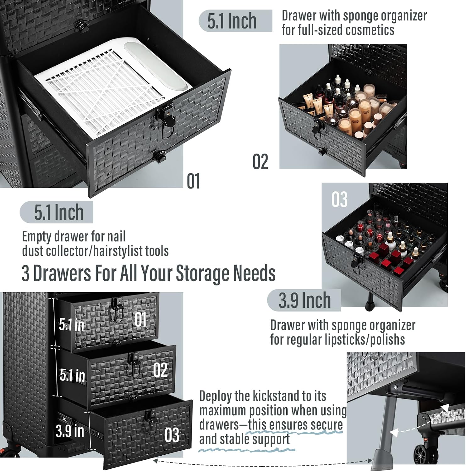 Rolling Salon Cart with 3 Draw - огляд і ціна Spa & Wellness Dr Roy Sothers